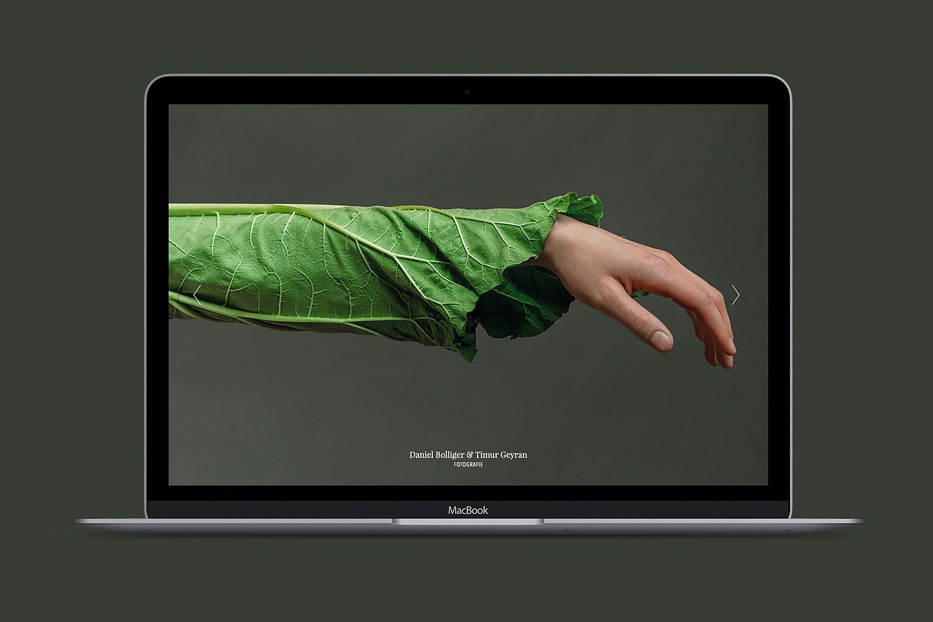 Melanie JeanRichard website mockup macbook arm leaf branding bern