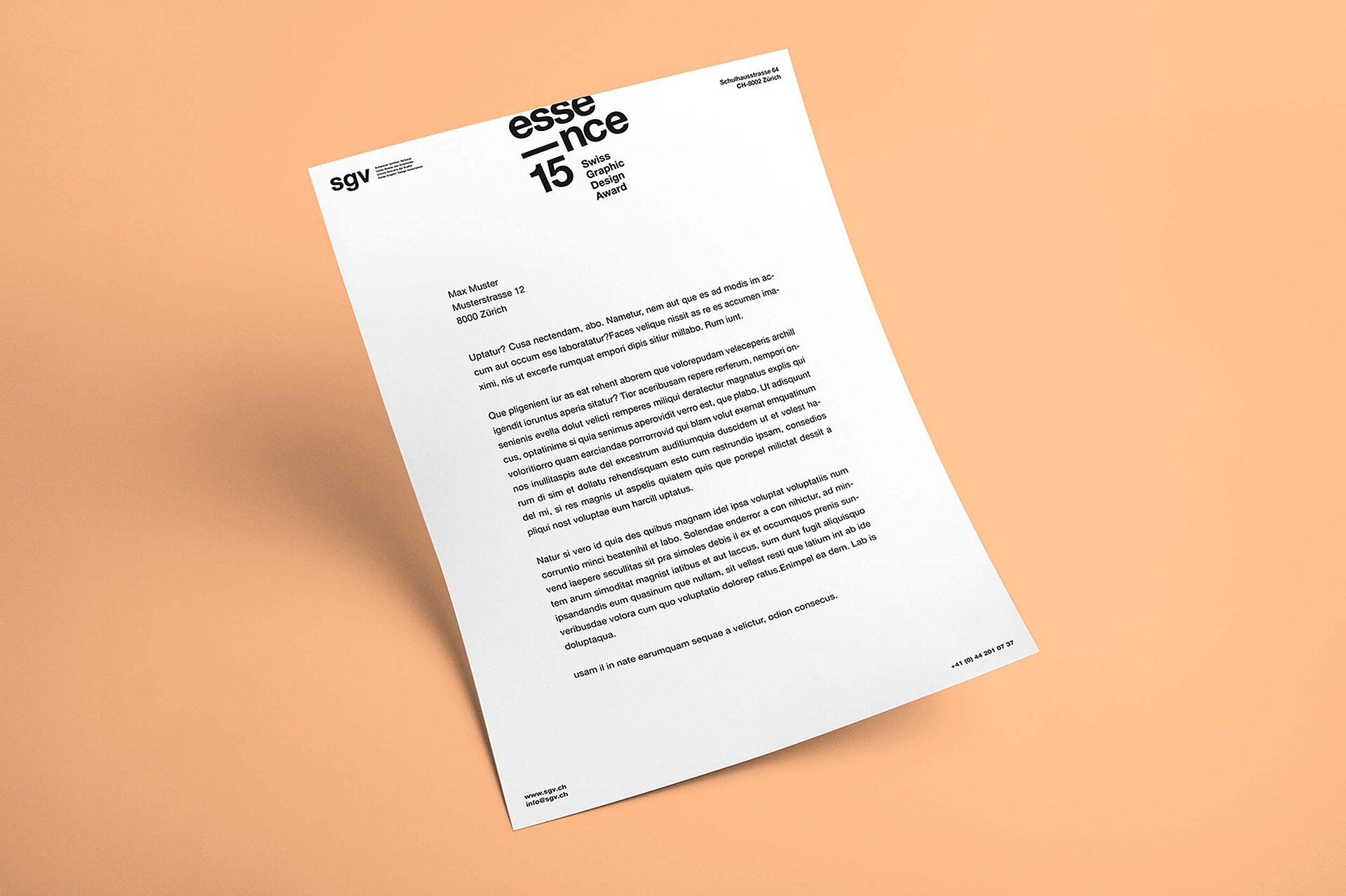 essence swiss graphic design letterhead