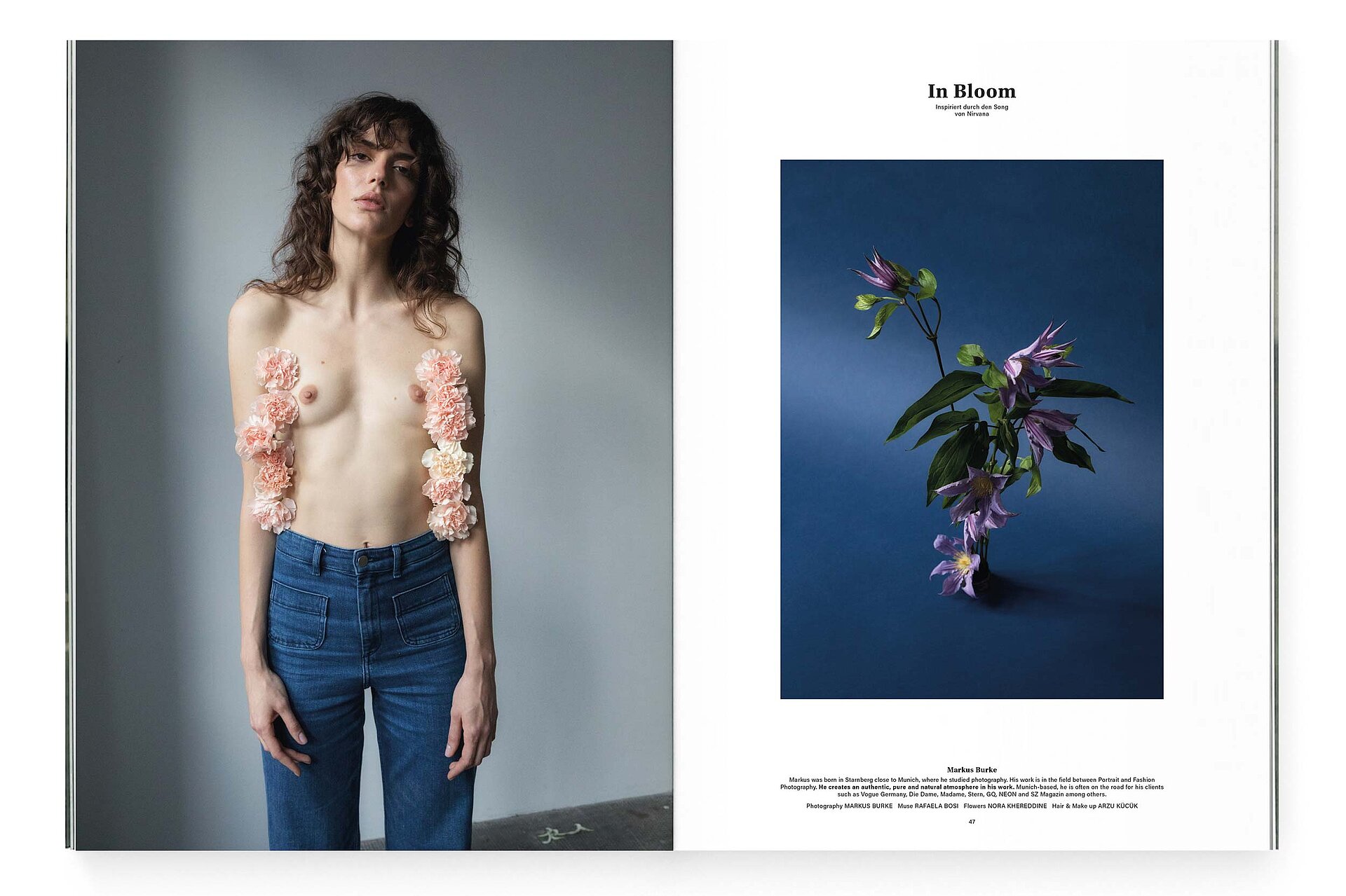 mjr magazine pages with topless model flowers design bern
