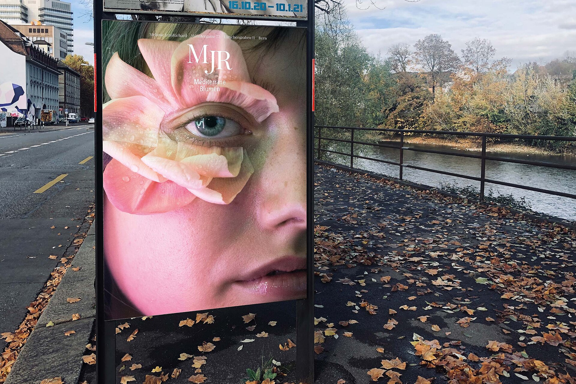 Melanie JeanRichard poster mockup street river leafs branding bern
