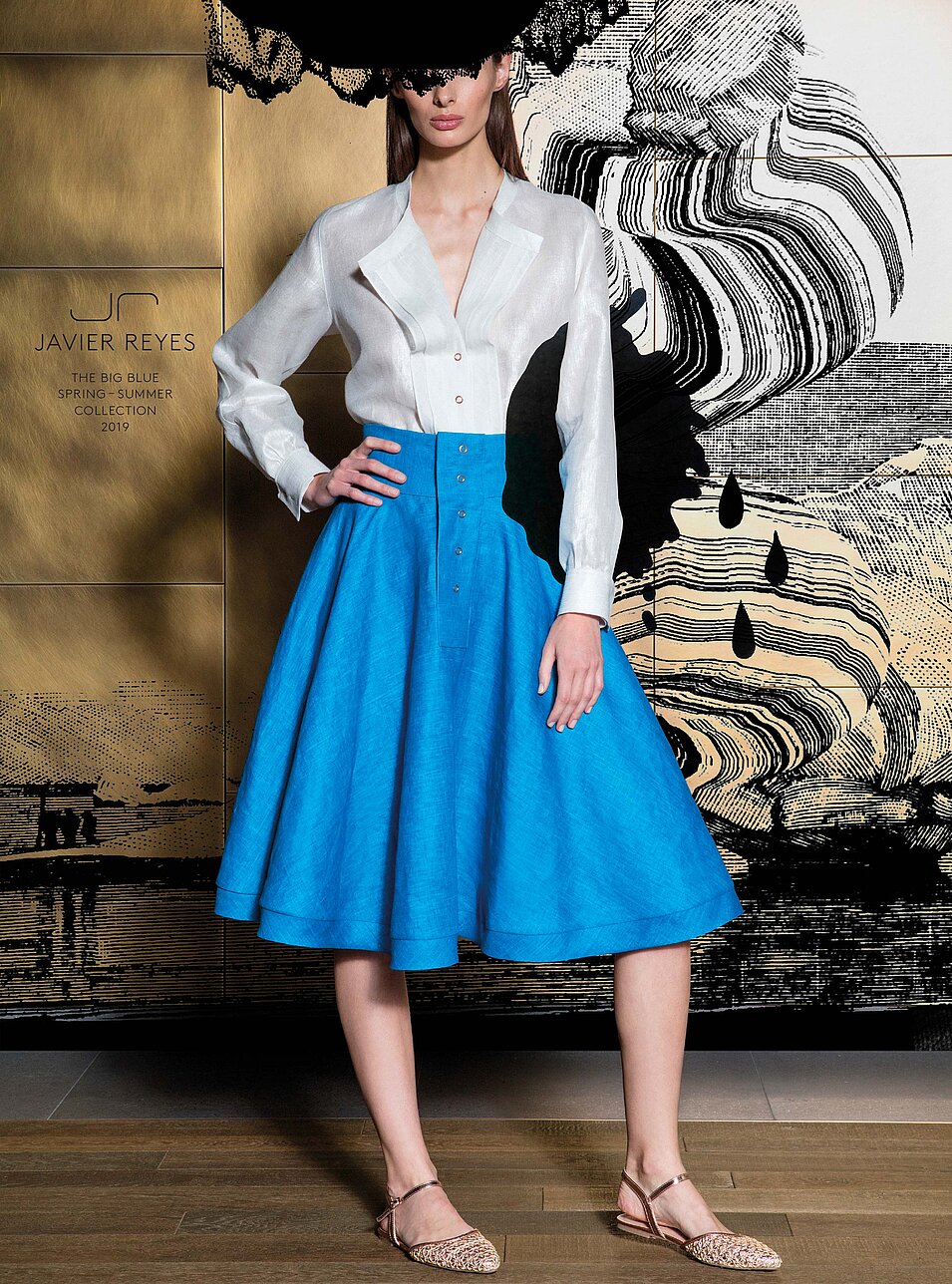 poster blue skirt with illustrations advertising bern