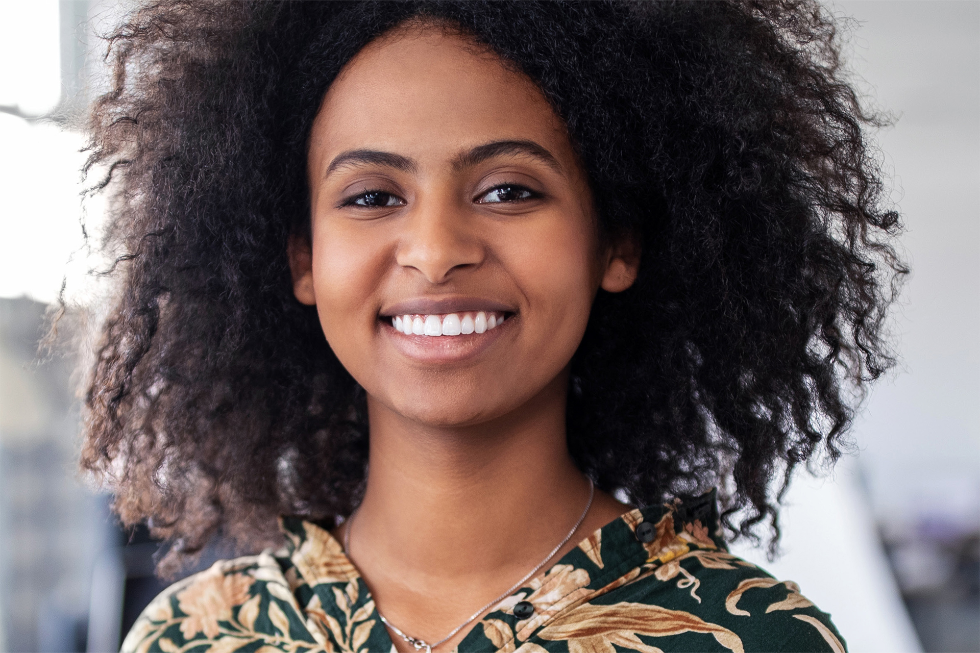 Woman Afro smiling